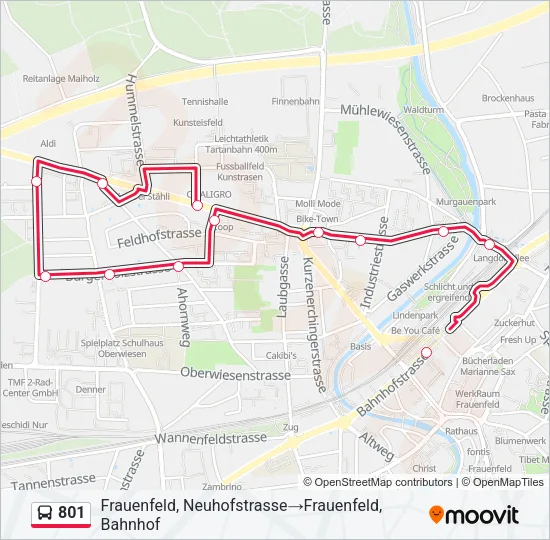 801 Bus Line Map