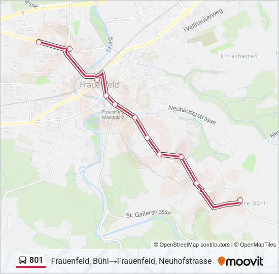 Plan de la ligne 801 de bus