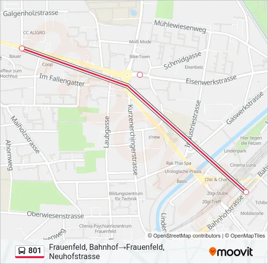 801 Bus Line Map