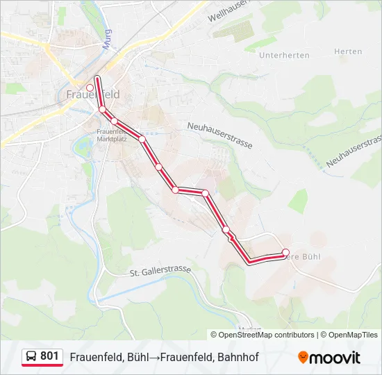 Plan de la ligne 801 de bus