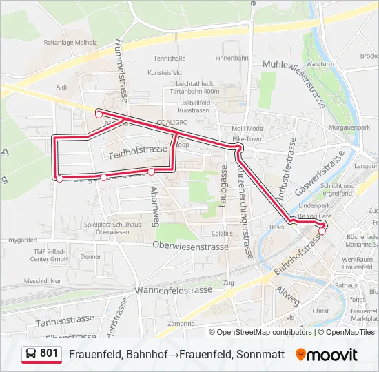 801 Bus Line Map