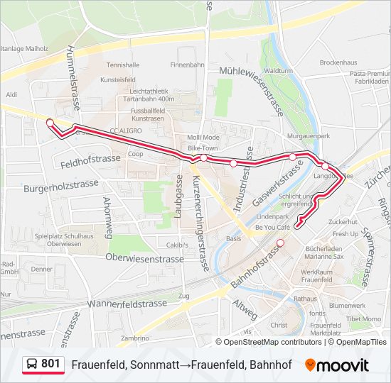 801 Bus Line Map