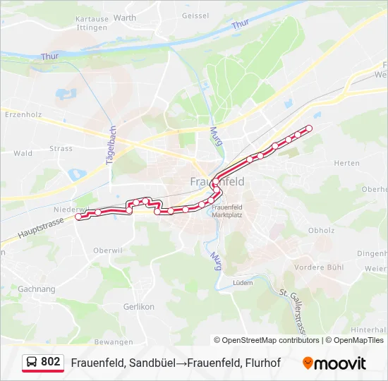 802 Route: Fahrpläne, Haltestellen & Karten - Frauenfeld, Sandbüel‎→ ...