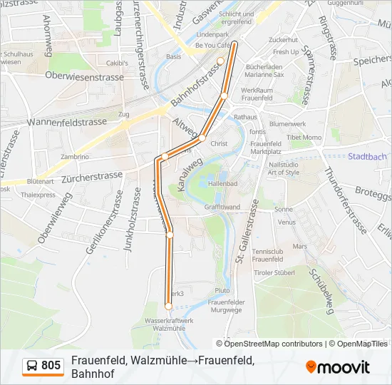 Plan de la ligne 805 de bus
