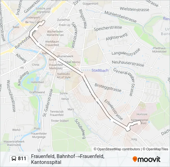 Plan de la ligne 811 de bus