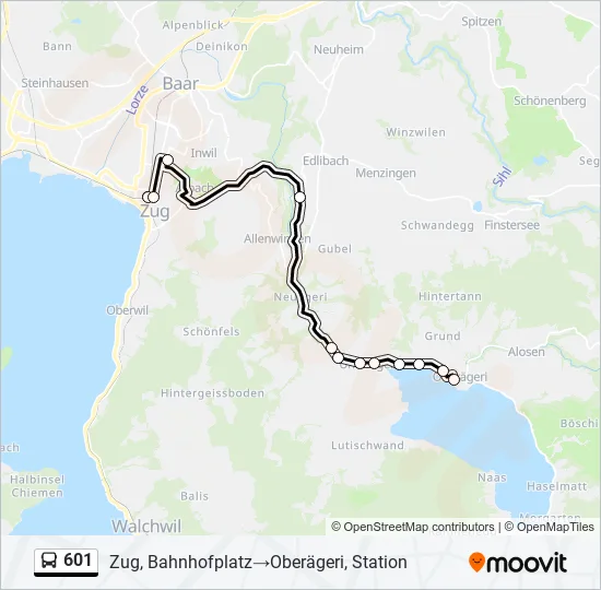 601 Bus Line Map