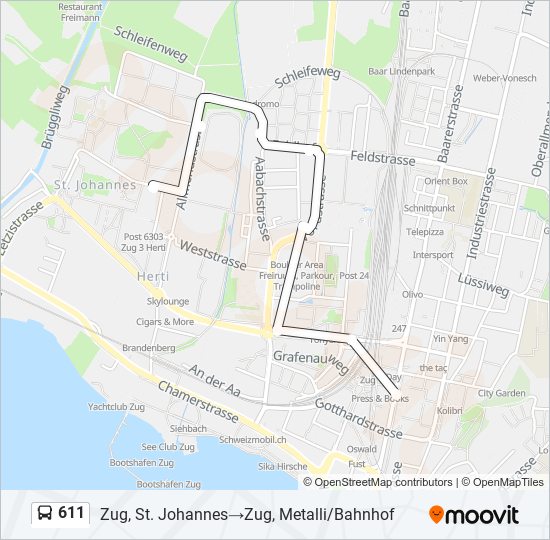 611 Bus Line Map