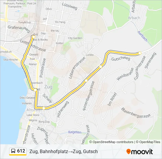 Plan de la ligne 612 de bus