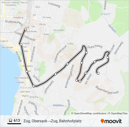 613 Bus Line Map