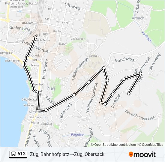 613 Bus Line Map