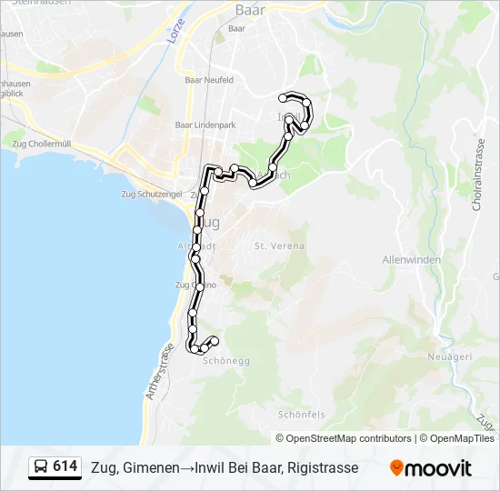 614 Bus Line Map