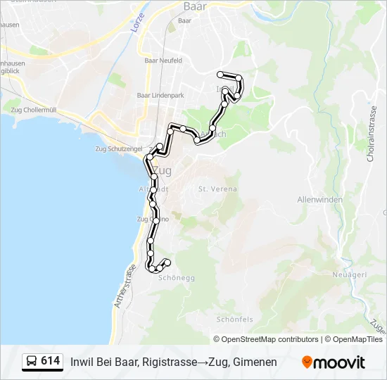 614 Bus Line Map