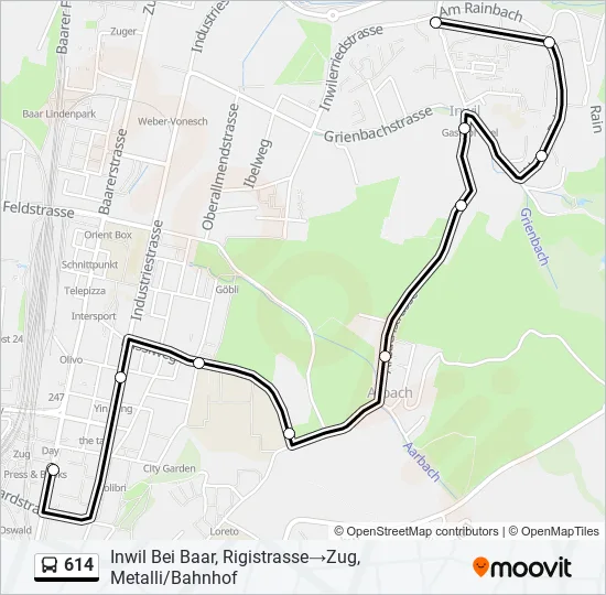 614 Bus Line Map