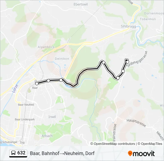 Plan de la ligne 632 de bus