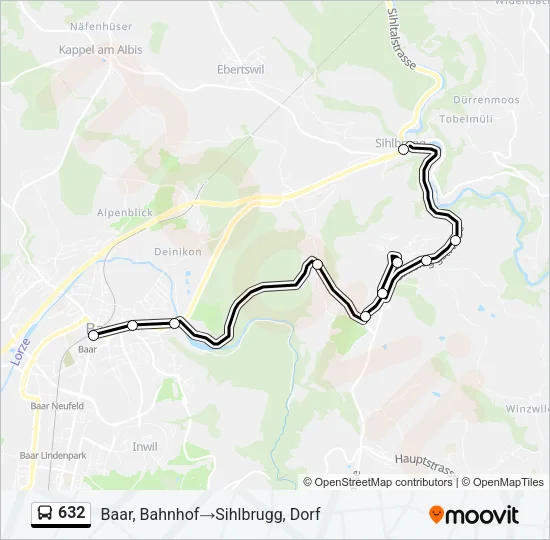 Plan de la ligne 632 de bus