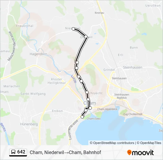642 Route: Fahrpläne, Haltestellen & Karten - Cham, Niederwil‎→Cham ...