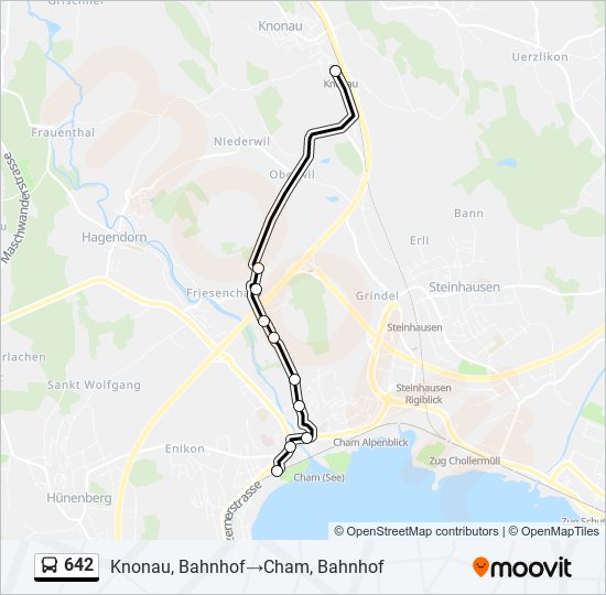 Plan de la ligne 642 de bus