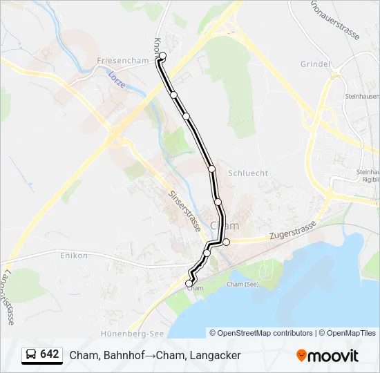 Plan de la ligne 642 de bus