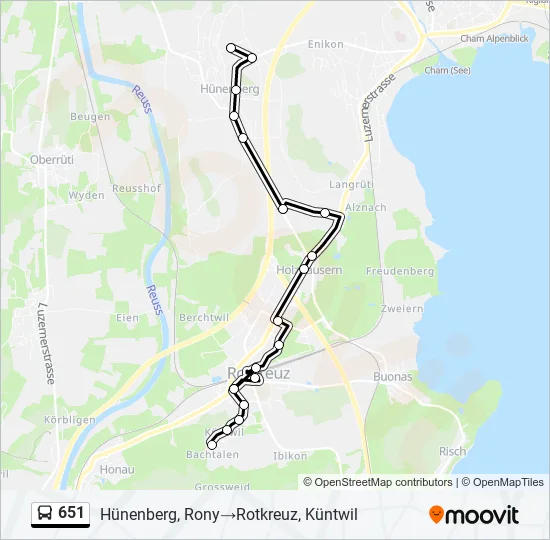 Plan de la ligne 651 de bus