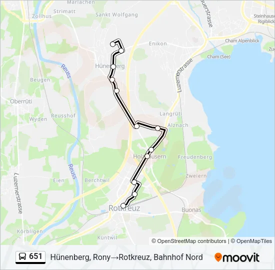 Plan de la ligne 651 de bus