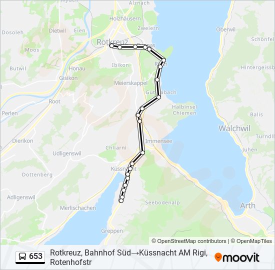 653 Bus Line Map
