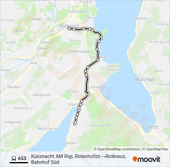 653 Bus Line Map