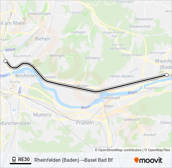 RE30 Train Line Map