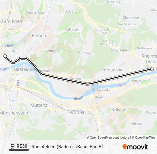 RE30 Train Line Map