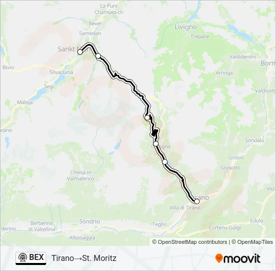 Plan de la ligne BEX de métro