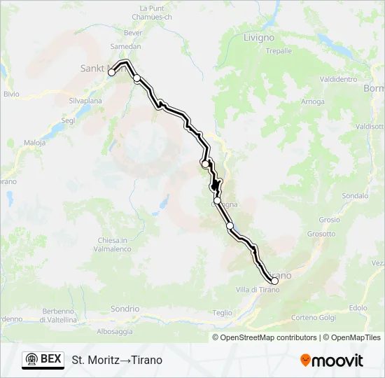 Plan de la ligne BEX de métro