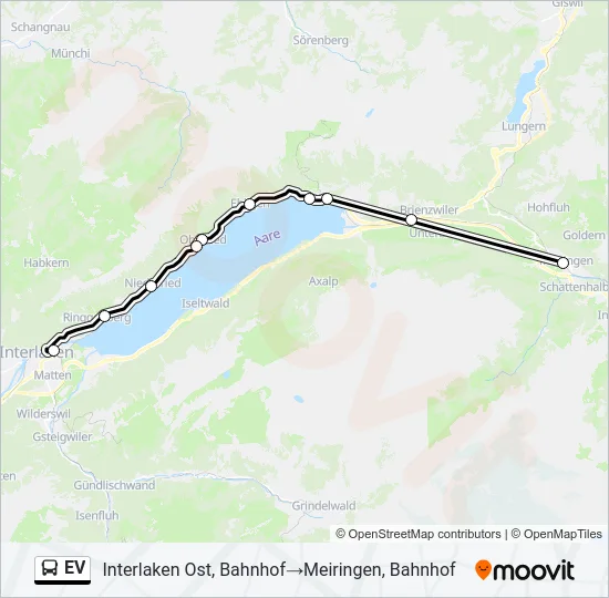 Plan de la ligne EV de bus