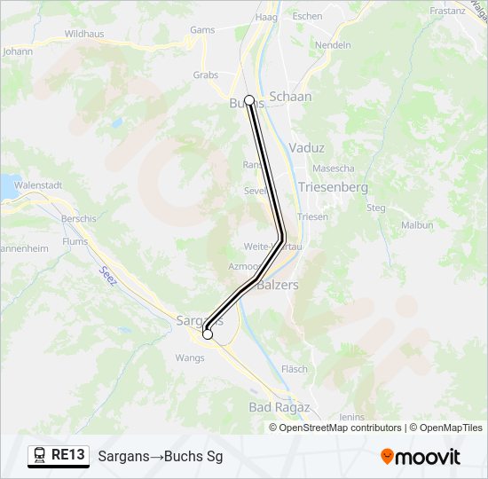 RE13 Train Line Map