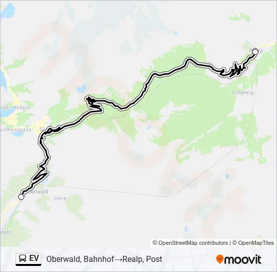 Plan de la ligne EV de bus