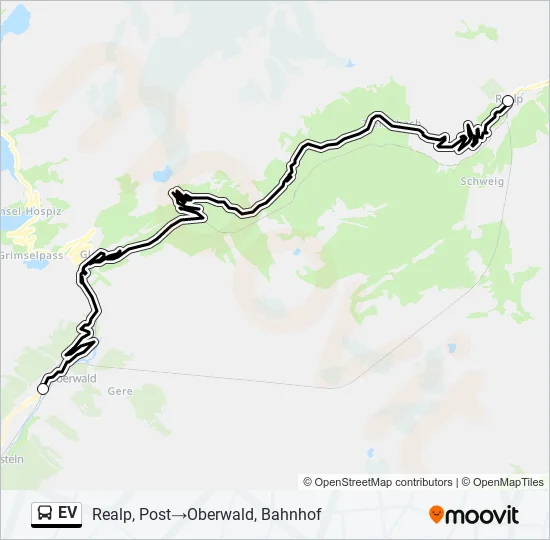Plan de la ligne EV de bus