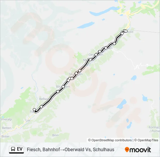 Plan de la ligne EV de bus
