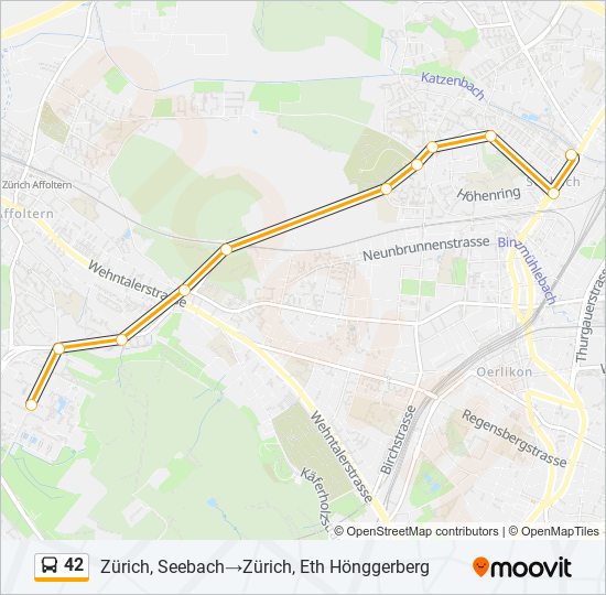 Plan de la ligne 42 de bus