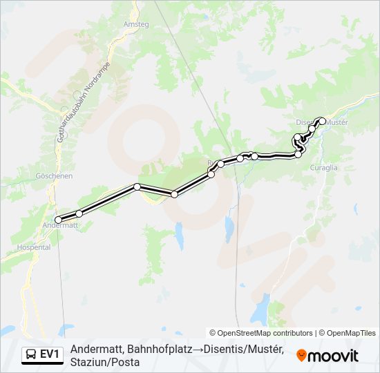 EV1 Bus Line Map