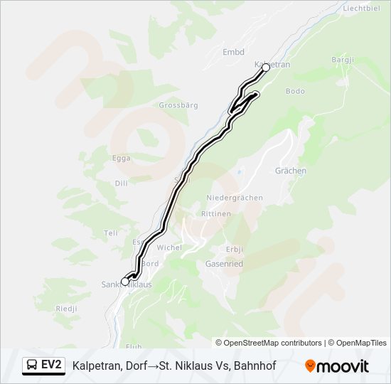 EV2 Bus Line Map