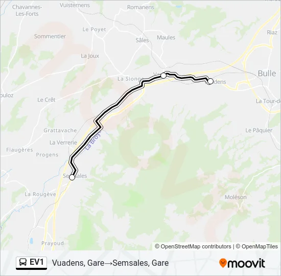 EV1 Bus Line Map