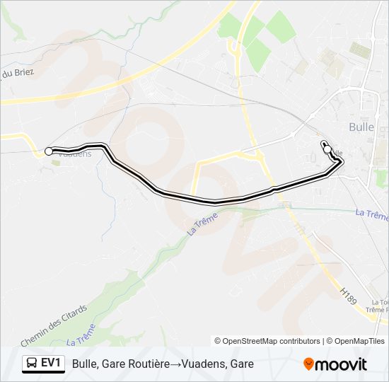 EV1 Bus Line Map