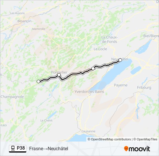 Plan de la ligne P38 de train