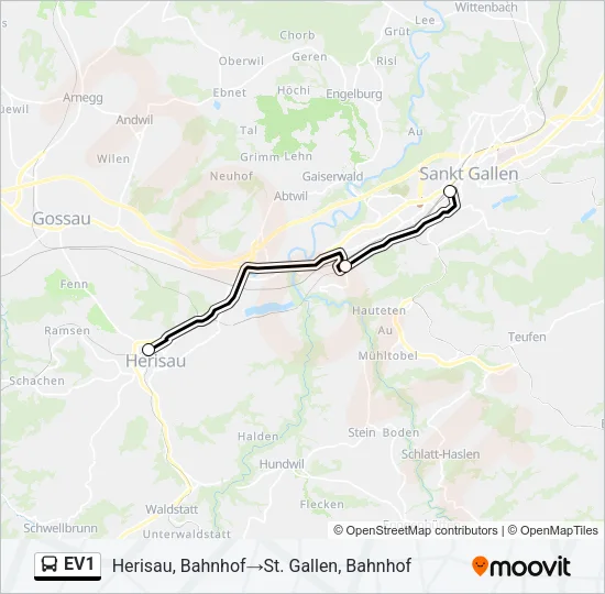 EV1 Bus Line Map