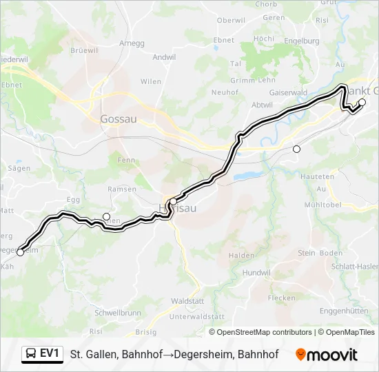 EV1 Bus Line Map