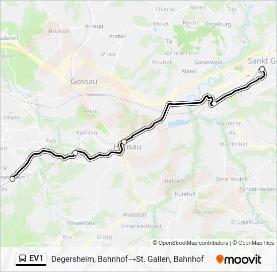 EV1 Bus Line Map
