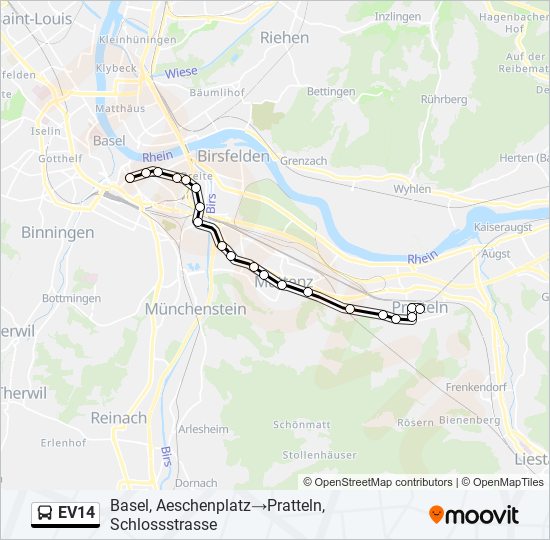 EV14 bus Line Map