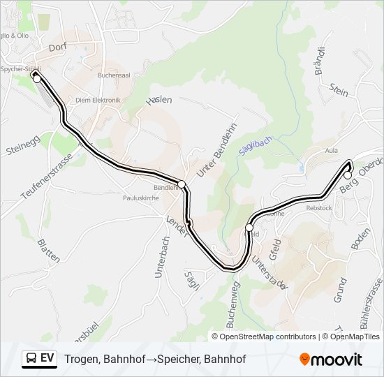 Plan de la ligne EV de bus