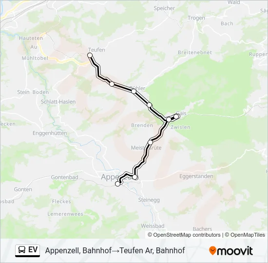 Plan de la ligne EV de bus