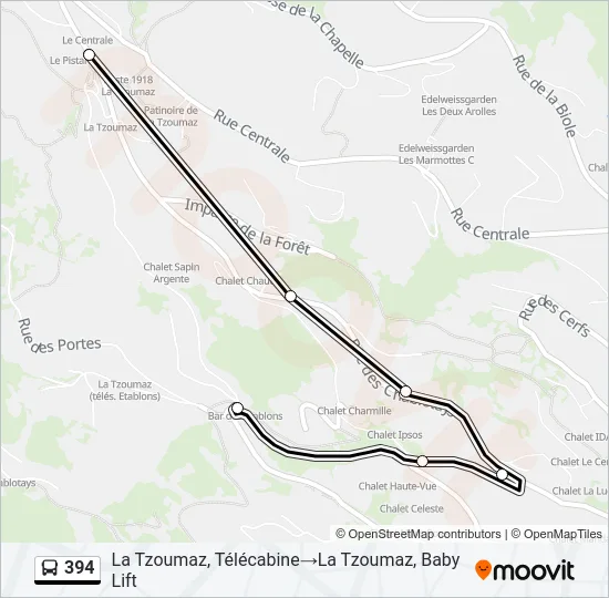 Plan de la ligne 394 de bus