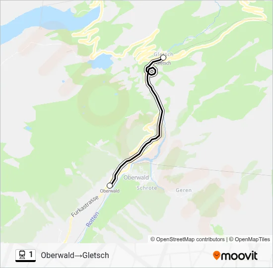 Bahnlinie 1 Karte