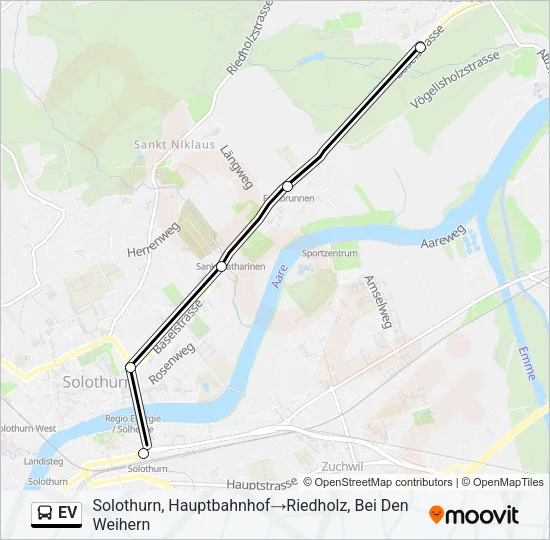 Plan de la ligne EV de bus